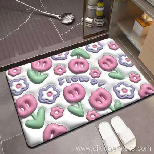 NEW 3D Bathroom Water Absorbent Rubber Door Mats